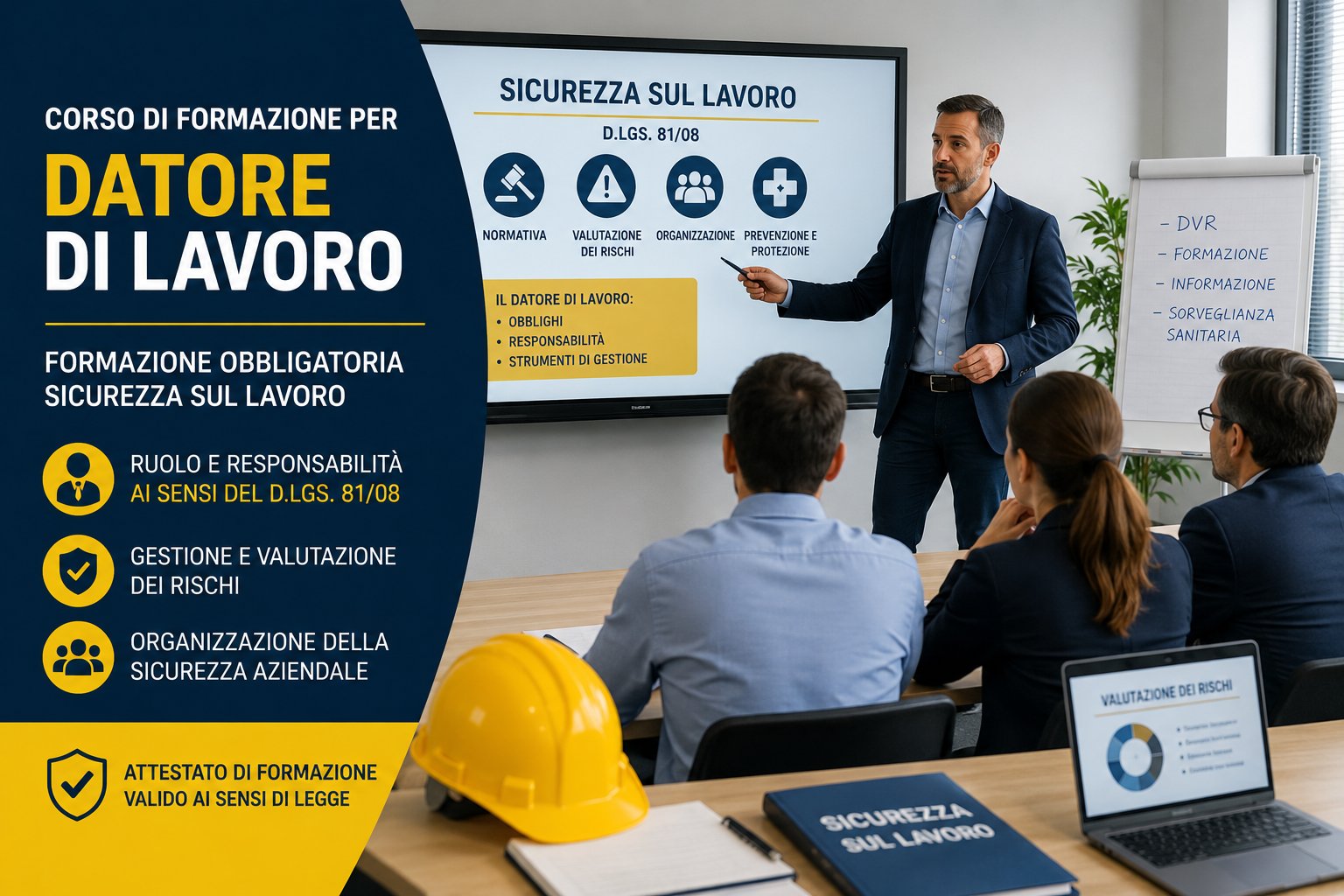 Corso datore di lavoro con formazione sicurezza sul lavoro in aula