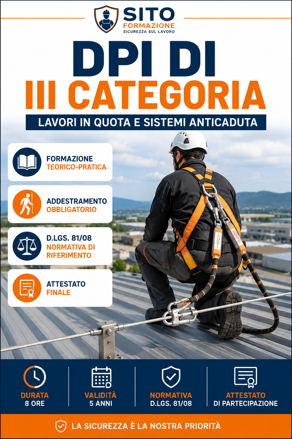 Corso DPI di III Categoria per lavori in quota e sistemi anticaduta