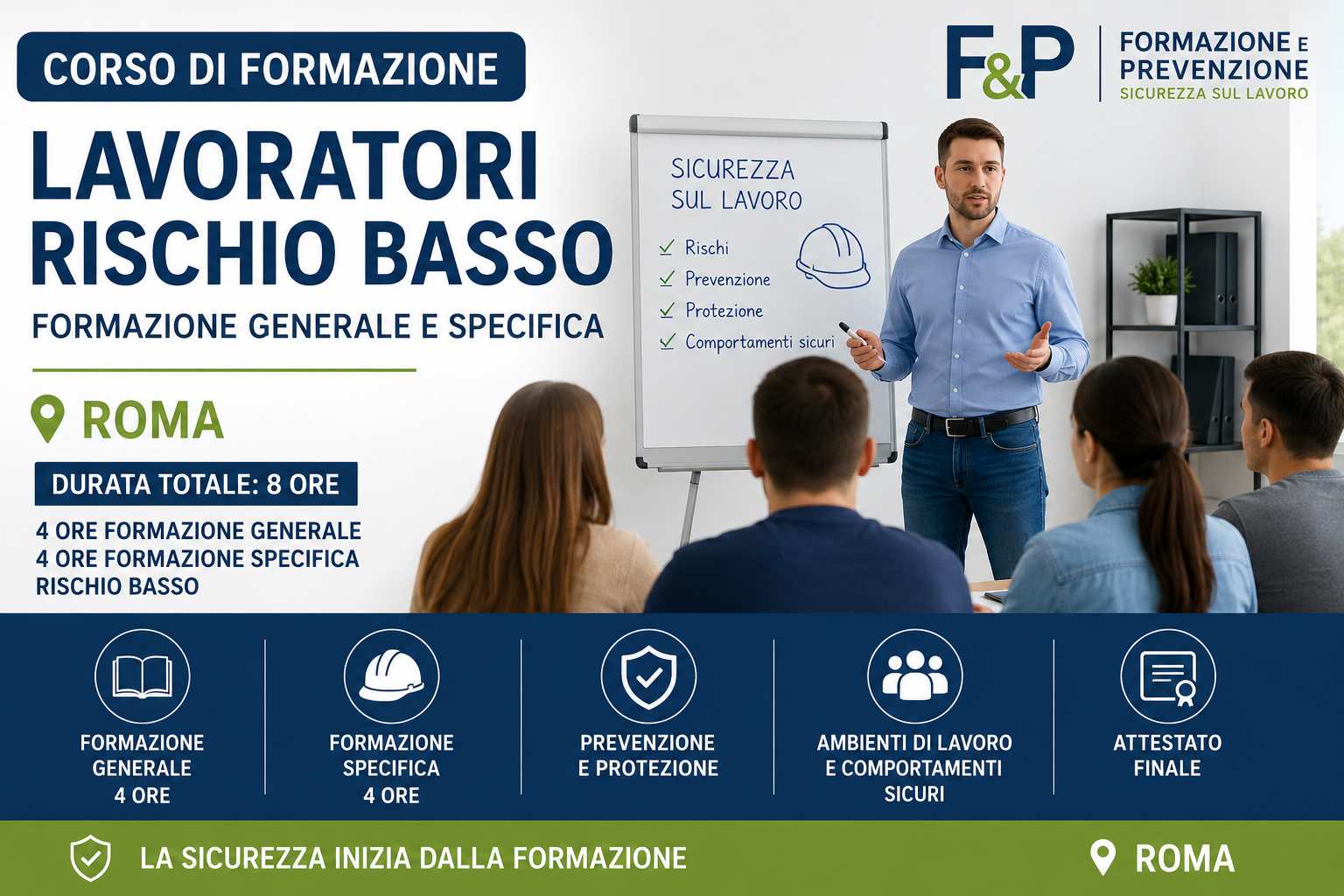 Corso Lavoratori Rischio Basso Roma formazione generale e specifica sicurezza sul lavoro