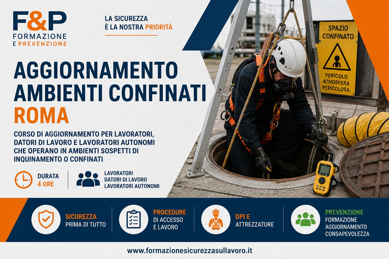 Aggiornamento ambienti confinati Roma per lavoratori datori di lavoro e lavoratori autonomi