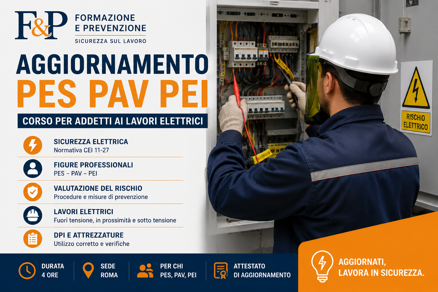 Aggiornamento PES PAV PEI Roma per addetti ai lavori elettrici secondo CEI 11-27