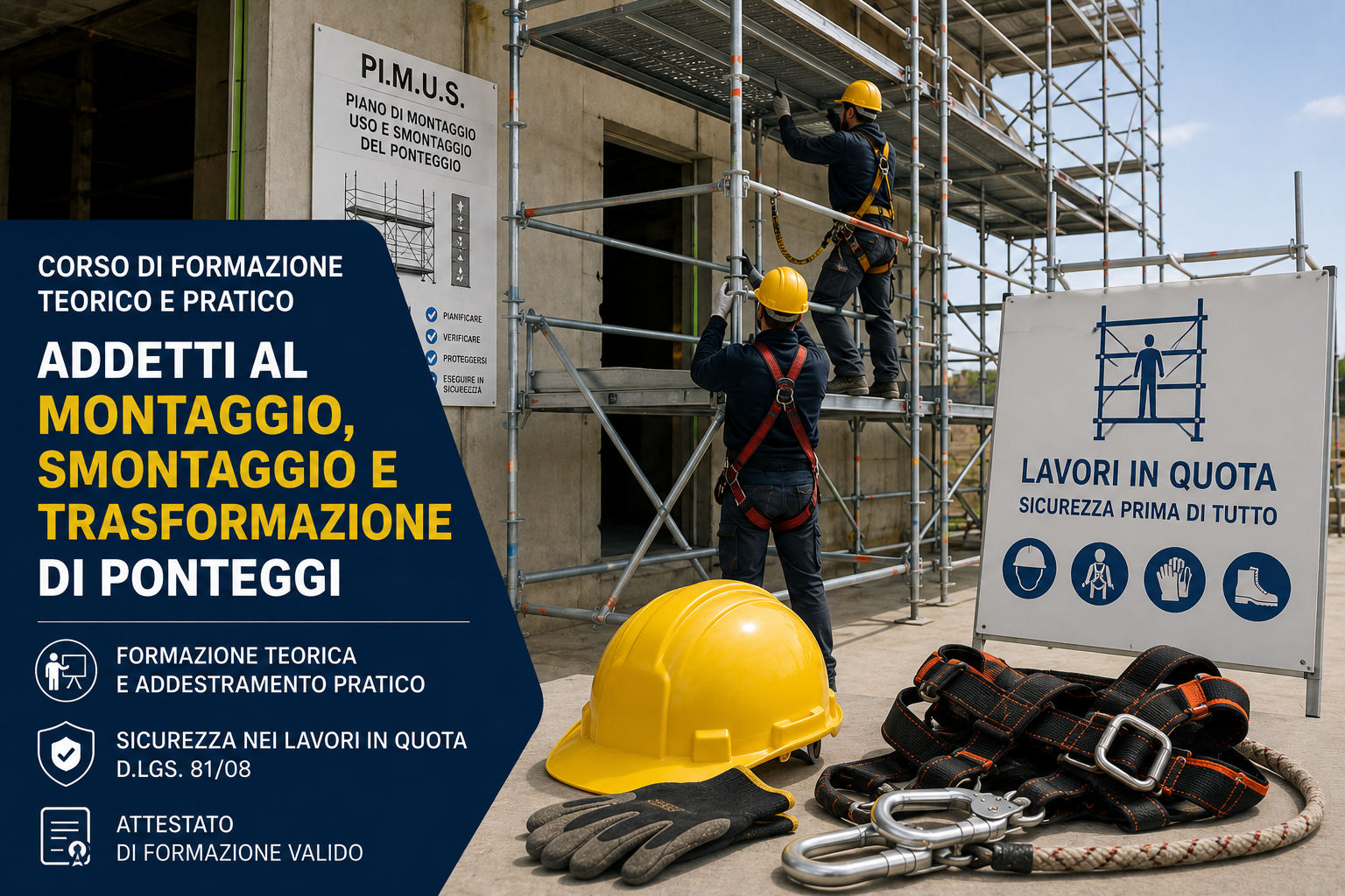 Corso montaggio smontaggio ponteggi con addetti ai lavori in quota