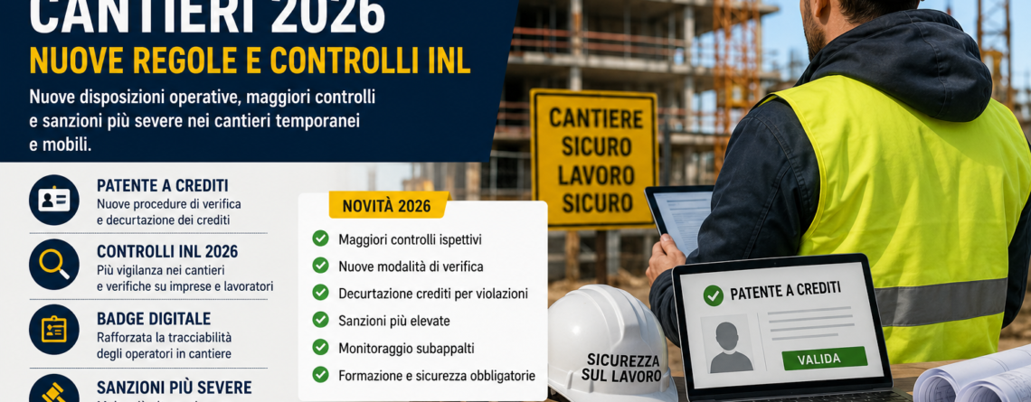 Patente a crediti cantieri 2026 con controlli sicurezza sul lavoro